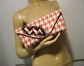 Hand Painted Lightning Bolt on Upcycled Houndstooth "A" Clutch