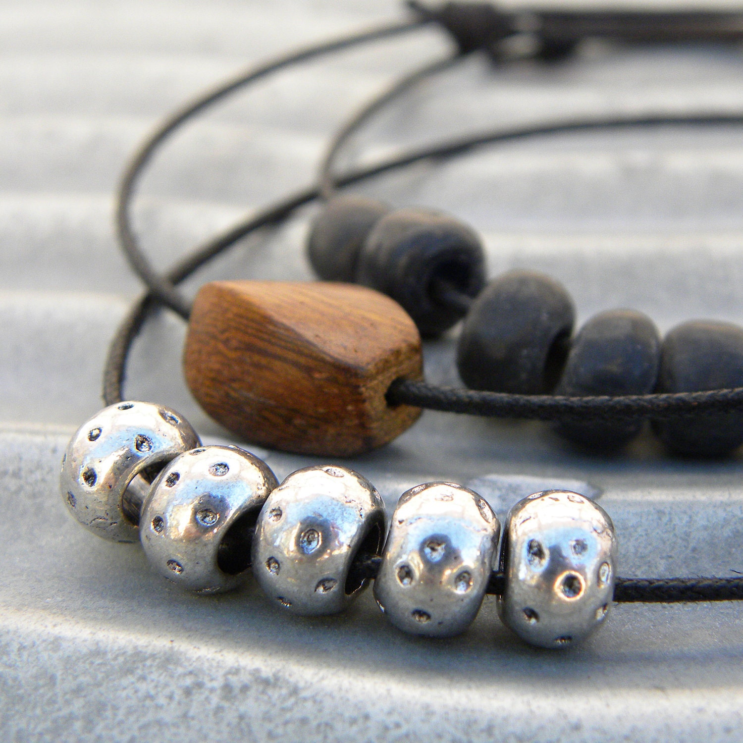 Unisex Adjustable Bracelets Glass Wood Metal