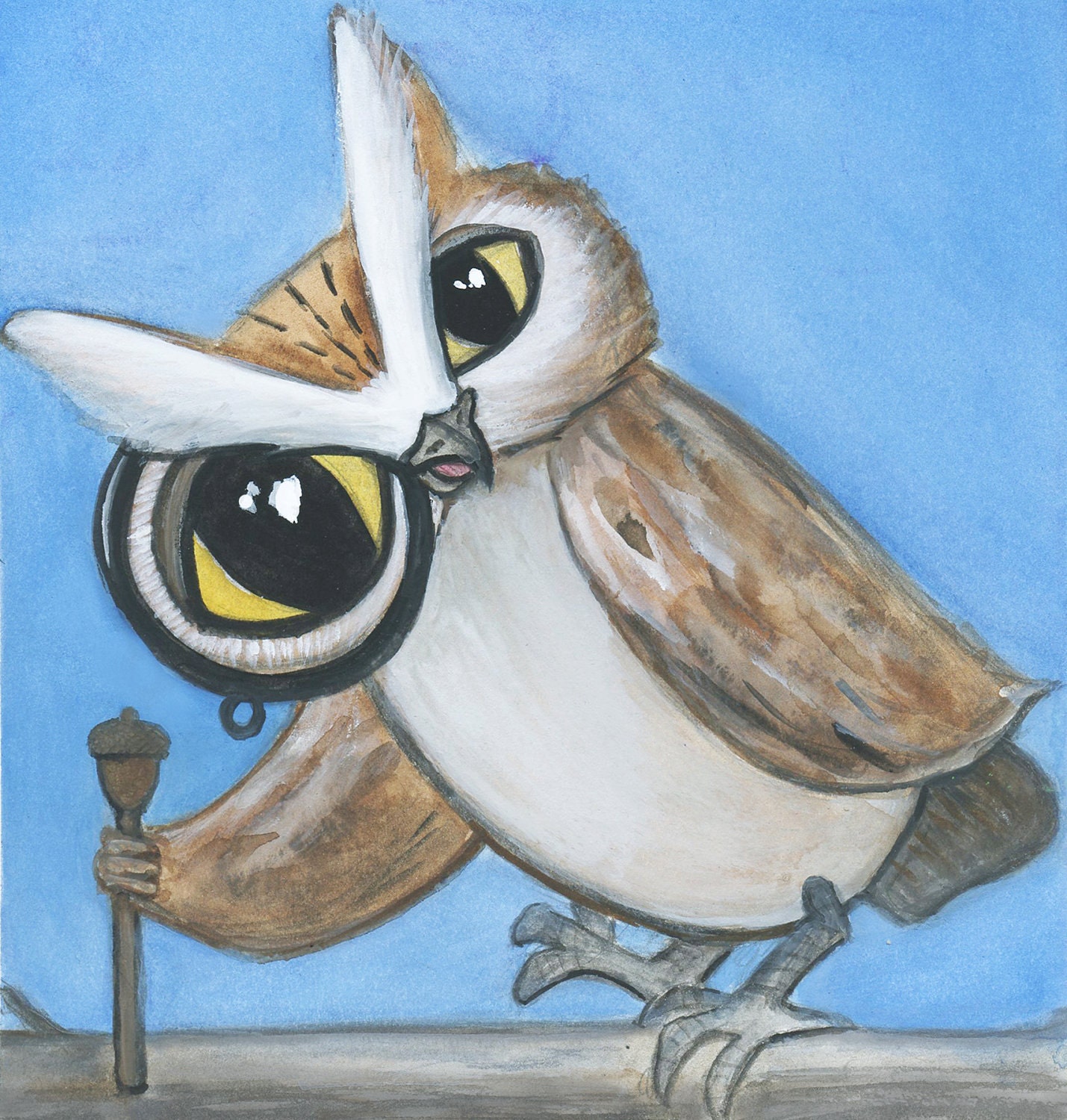 A Wise Old Victorian Owl Print (6in x 6in)