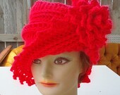 Womens Crochet Hat - Red Cloche Hat - Haute Couture Hat - Acrylic Yarn - Winter Fashion - Winter Accessories - Red Fashion Spring Fashion