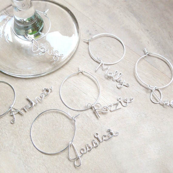 Custom Name Wine Charms - Set of 6