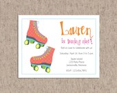 Roller Skate Birthday Party Invitations - Set of 12 Custom Invites -  Funky Skating Party - Girl OR Boy