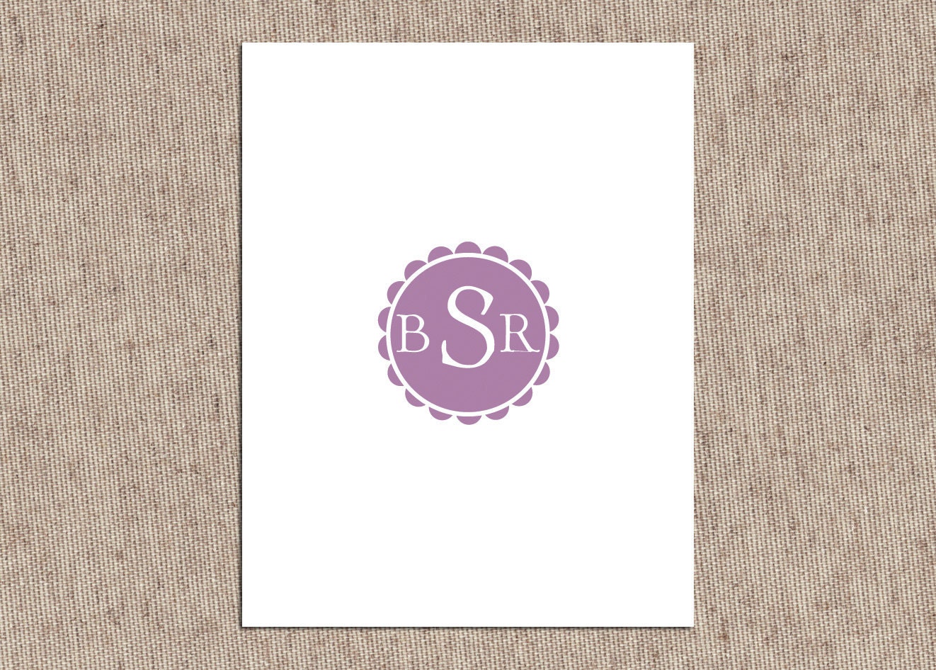 Scalloped Monogram Custom Stationery - Set of 12 Folded Notecards - Simple, Personalized Gift - Eco Friendly Recycled Paper