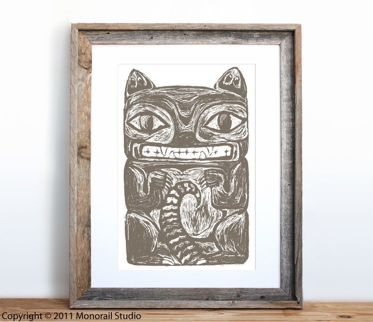Native American Totem Possum Small Screenprint Choose your color