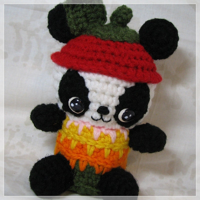 Amigurumi Apple Panda Chibi Crochet Plush