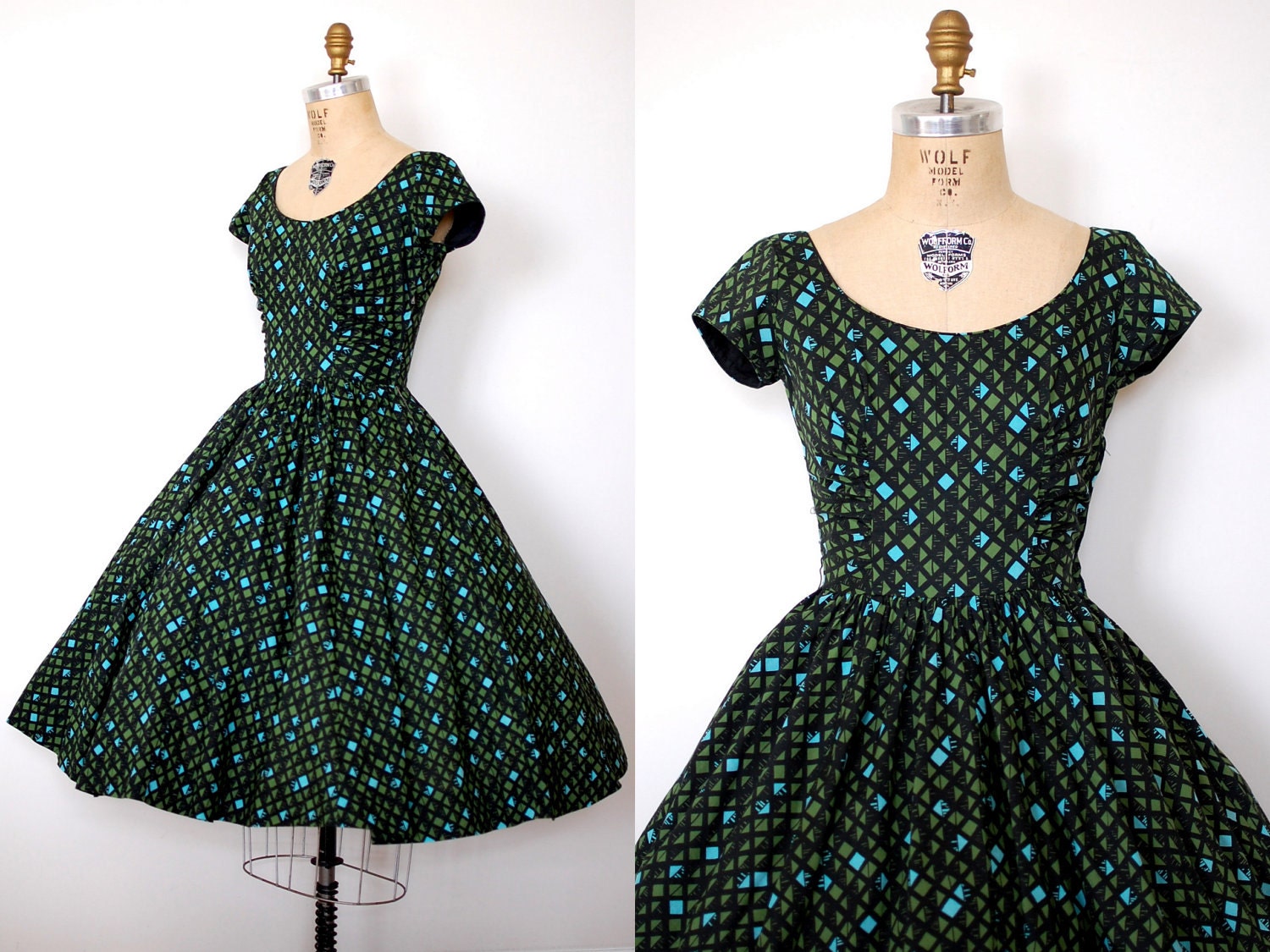 1950s cotton party dress / Jerry Gilden Spectator / 50s cotton dress