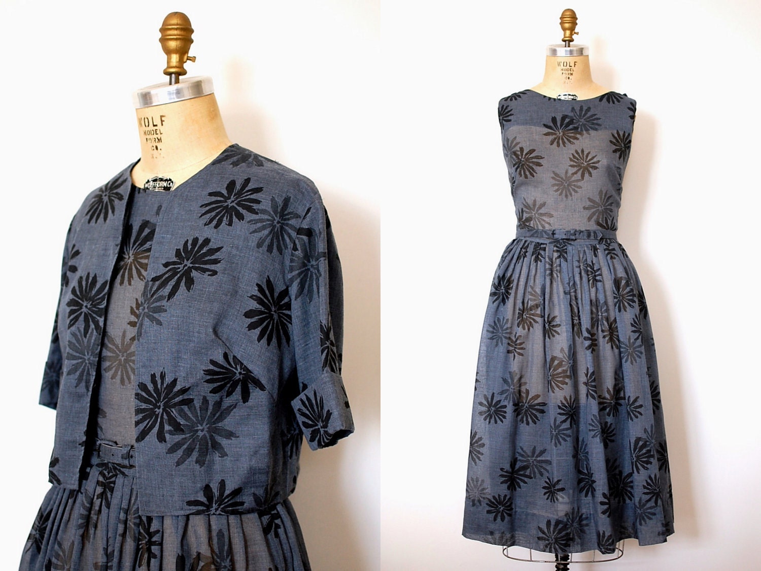 r e s e r v e d 60s dress / 1960s cotton sundress / Grey Cotton Gardens