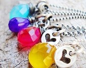 bridesmaid favor gift necklace chalcedony gemstone briolette sterling silver heart charm