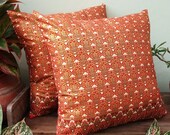 2 Pillow Covers Red and Gold  Painting sofa Throw decorative pillow cushion covers 18 inches