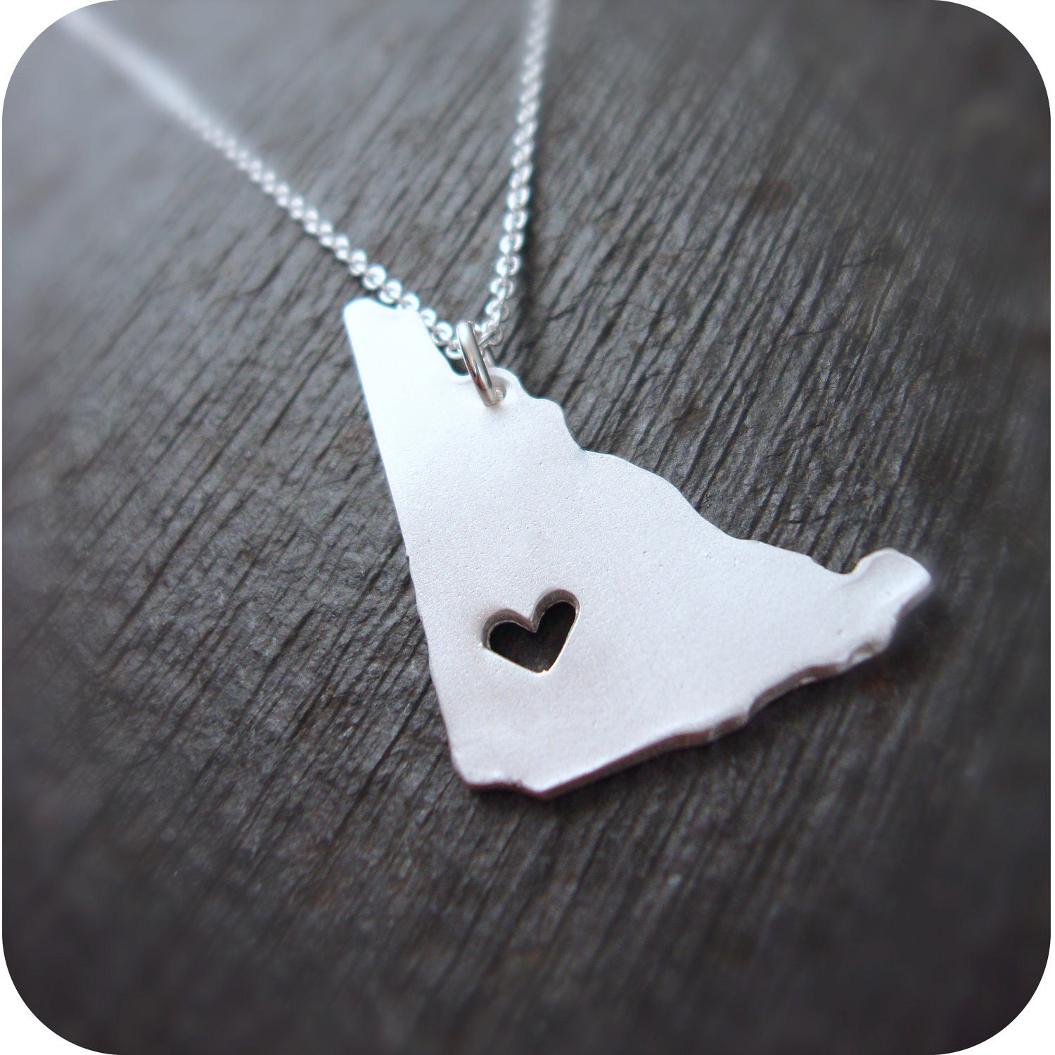 Yukon Territory Necklace (Canada) in Silver - Handmade with Heart Cutout