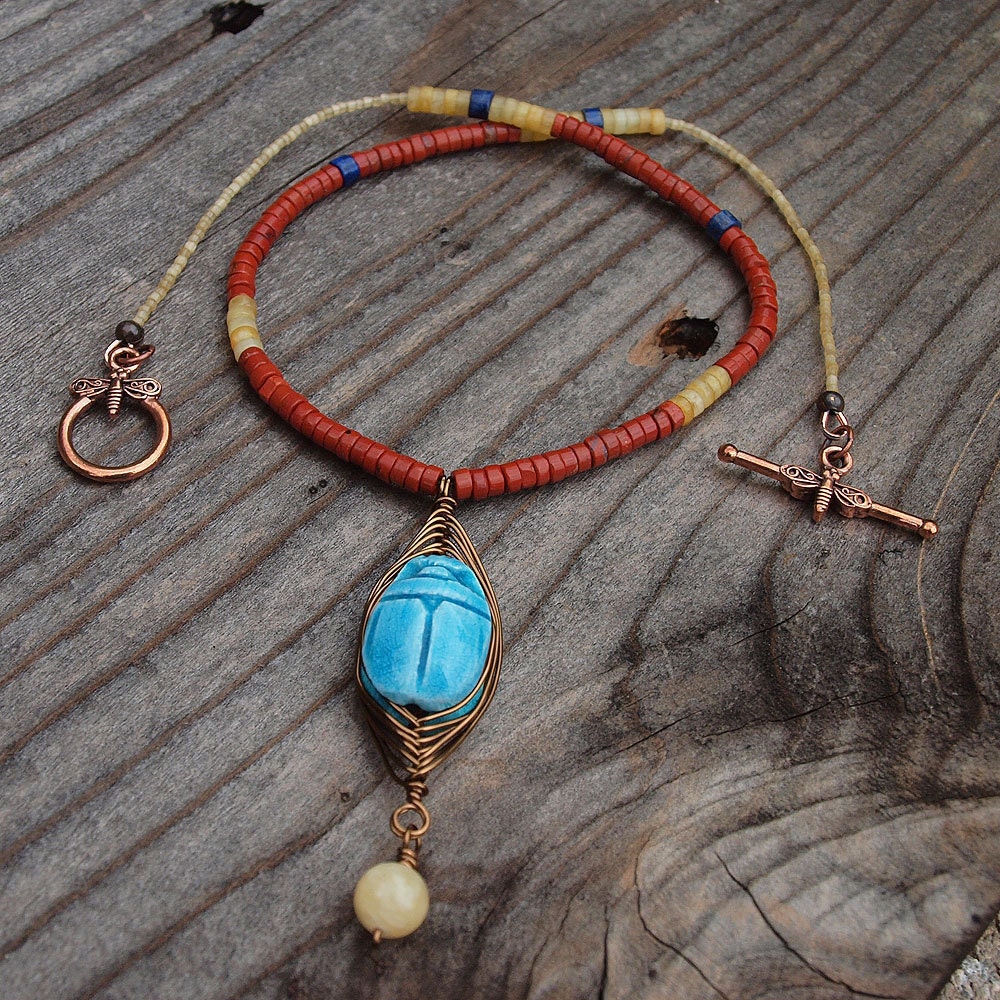 Blue Scarab Choker
