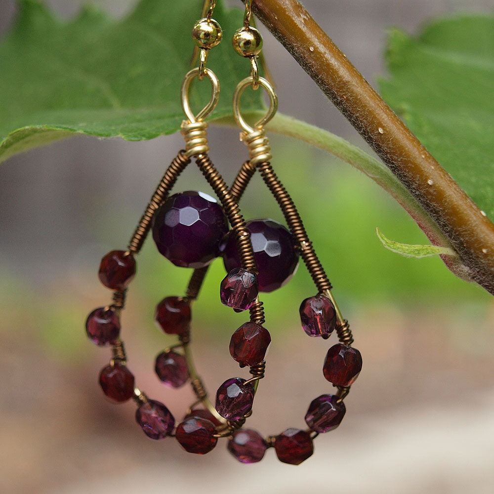 Purple Wire Wrapped Earrings