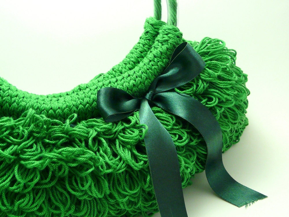 Lucky green crocheted Handbag shamrock green spring fashion