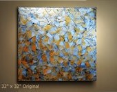 Original Abstract Silver Gold Art painting metallic 32x32 Modern Contemporary acrylic Painting Made to Order by OTO