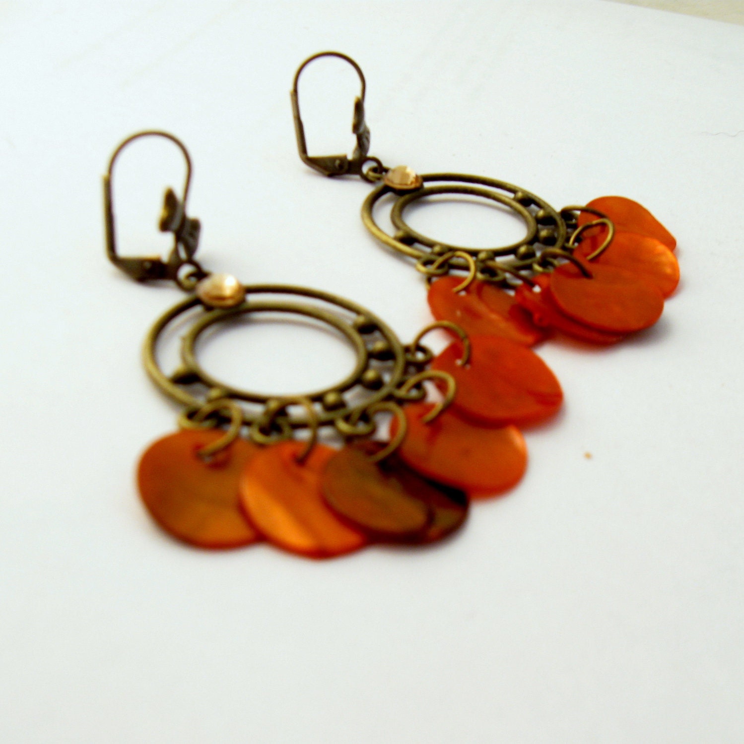 Tangerine Orange Chandelier Earrings tbteam tpt team