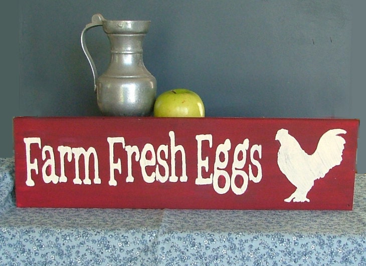 Farm Fresh Eggs Wooden Sign (Cranberry)