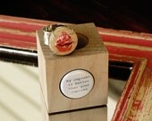 Pink Cupcake Jewelry- Adjustable Silver Ring, Cork, Wood Cube by Uncorked
