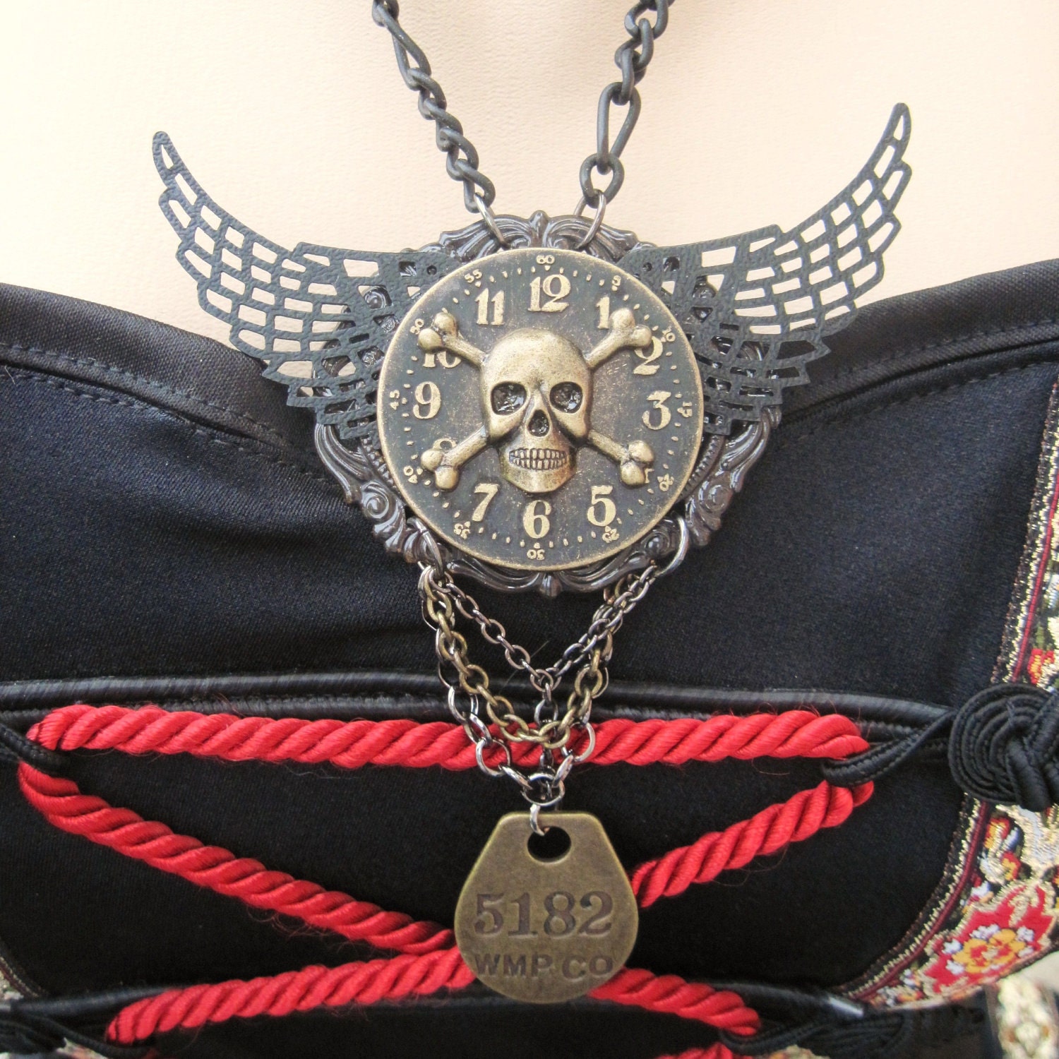 Steampunk Pirate layered cameo necklace