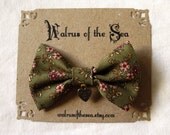 pink red green floral small hair bow clip