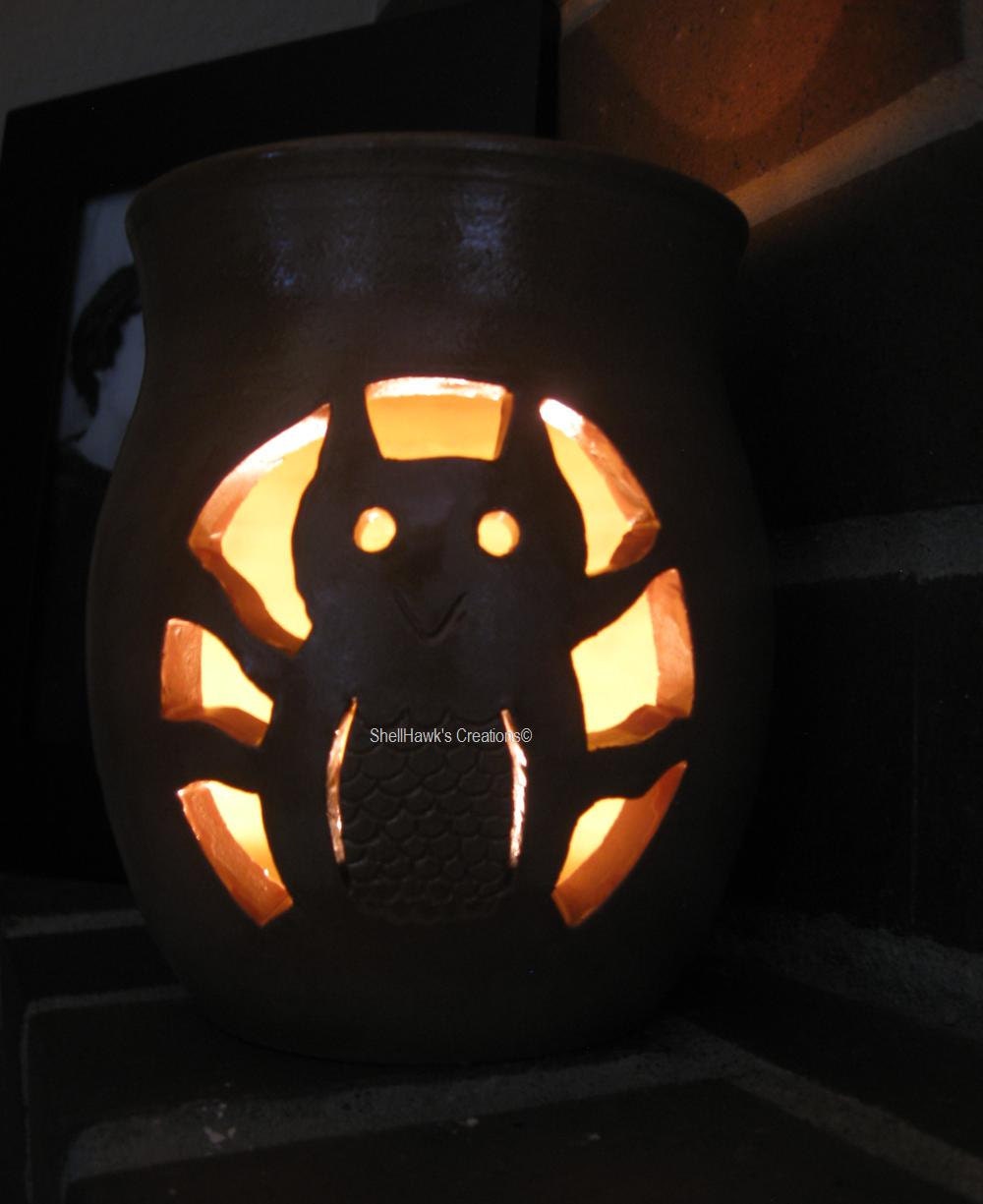 Owl Luminary Halloween Yellow Dark Orange