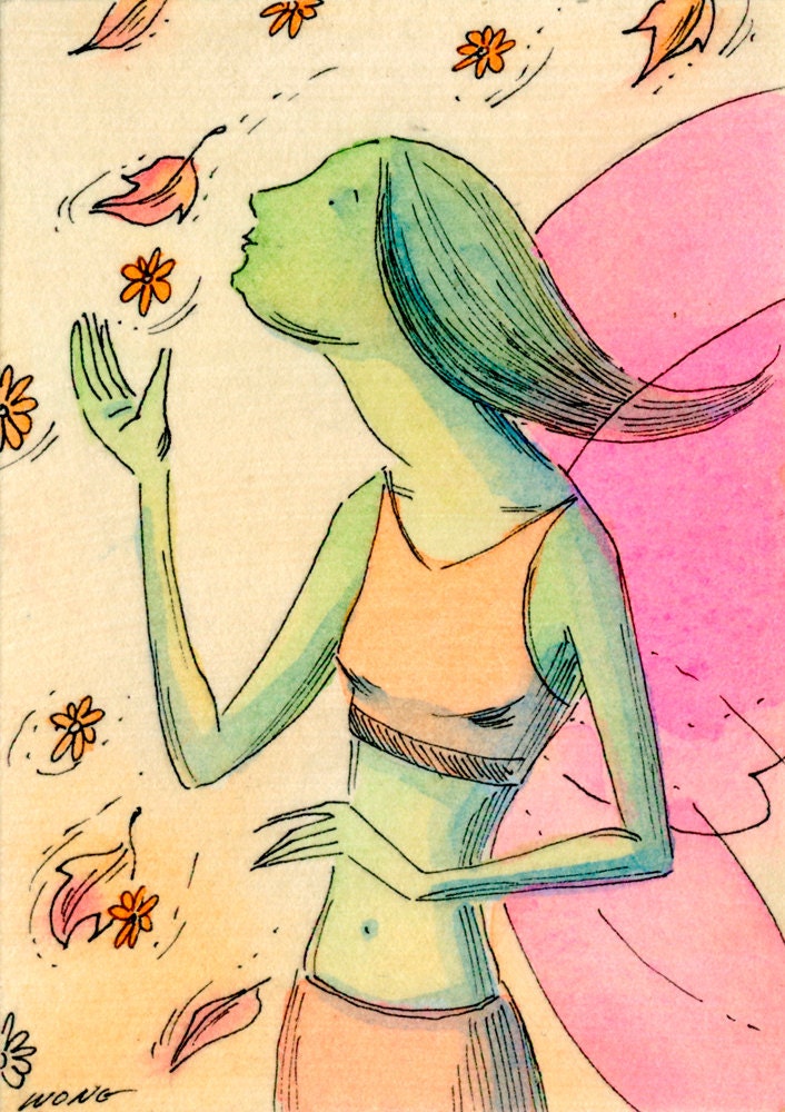 Original ACEO --  Autumn fairy