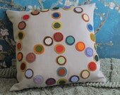 Designer Pillow - Handmade Peace Pillow, cushion, throw pillow, folk art, circle, world peace