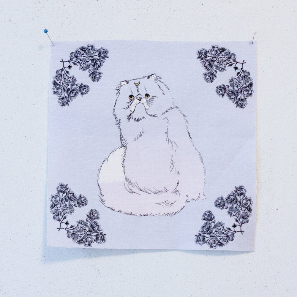 printed canvas patch - Luna- 7" x 7"