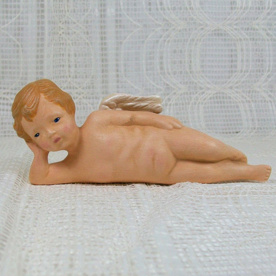 Ceramic Cherub Lying on Side