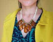 golden and bronze with cream bib necklace