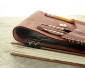 Leather Artist Journal - Refillable Art Book and Pencil Holder