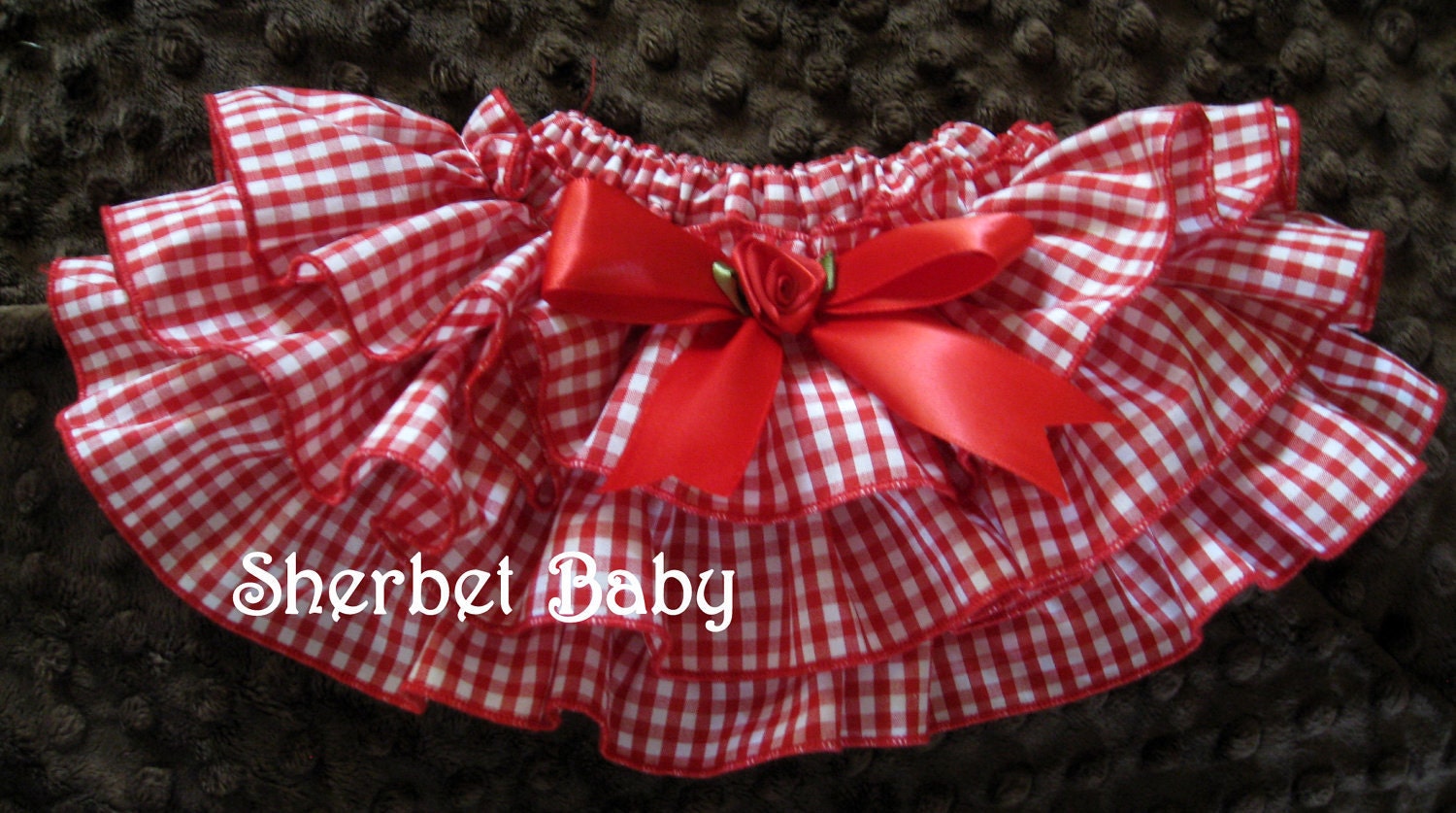 Red Gingham Original Sassy Pants Ruffle Diaper Cover