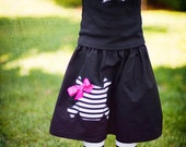 Stripey Xbones with Hair Bow - 2pc Skirt and Leg warmers for Baby, Toddler, Child, Tween - sizes 12mo to girls 9/10