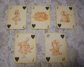 Alice in Wonderland Playing Cards - Halloween Orange and Black - ephemera, red queen, heart, white rabbit, mad hatter, cheshire cat