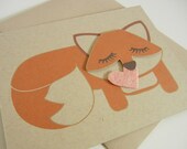 Grayson the Fox Felt Heart Blank Note Card with Envelope