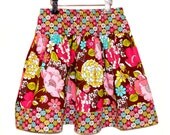 Chocolate Bloom Garden Floral Gathered Skirt Size 6 Girls