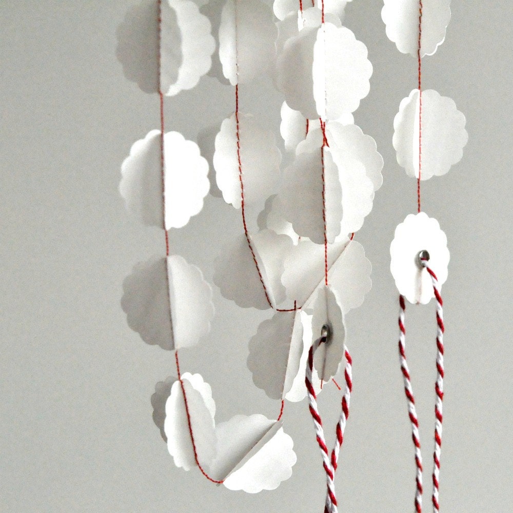 3D Bauble Translucent  White Paper Garland