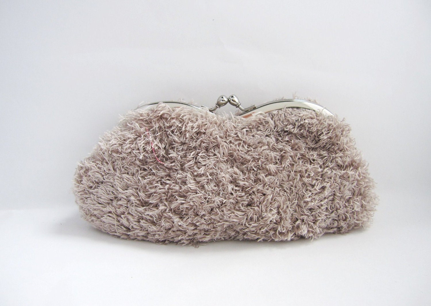 sunglass / eyeglasses case- light grey fur -snap case- frame purse