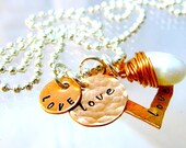 Love Love Love - Open Heart - Three Love Disc All in Copper - Love Necklace - Express your Love - Monogrammed Necklace