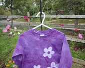 Toddler T-Shirt: Purple with Batik Flowers, Long Sleeves (3T) READY TO SHIP