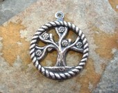 1 Trinity Brass Antique Silver Tree of Life Charm 20mm x 24mm  -  LOW SHIPPING
