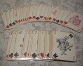 Alice in Wonderland Playing Cards - Full Size 52 Card Deck with sleeves - red queen, white rabbit, mad hatter, custom deck
