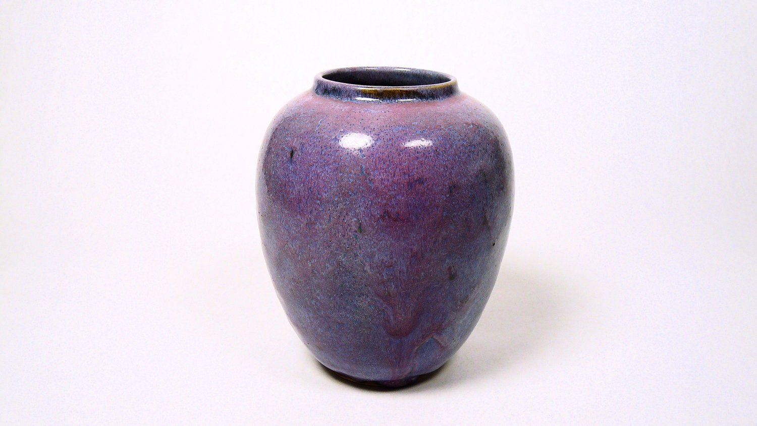 1924 Volkmar Durant Pottery Large Vase Flambe Glaze in Lilac Purple