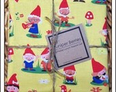 Happy Gnome Family Pair of Cloth Lunch Napkins