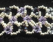 Intricate Purple and Silver Crystal Beaded Bracelet