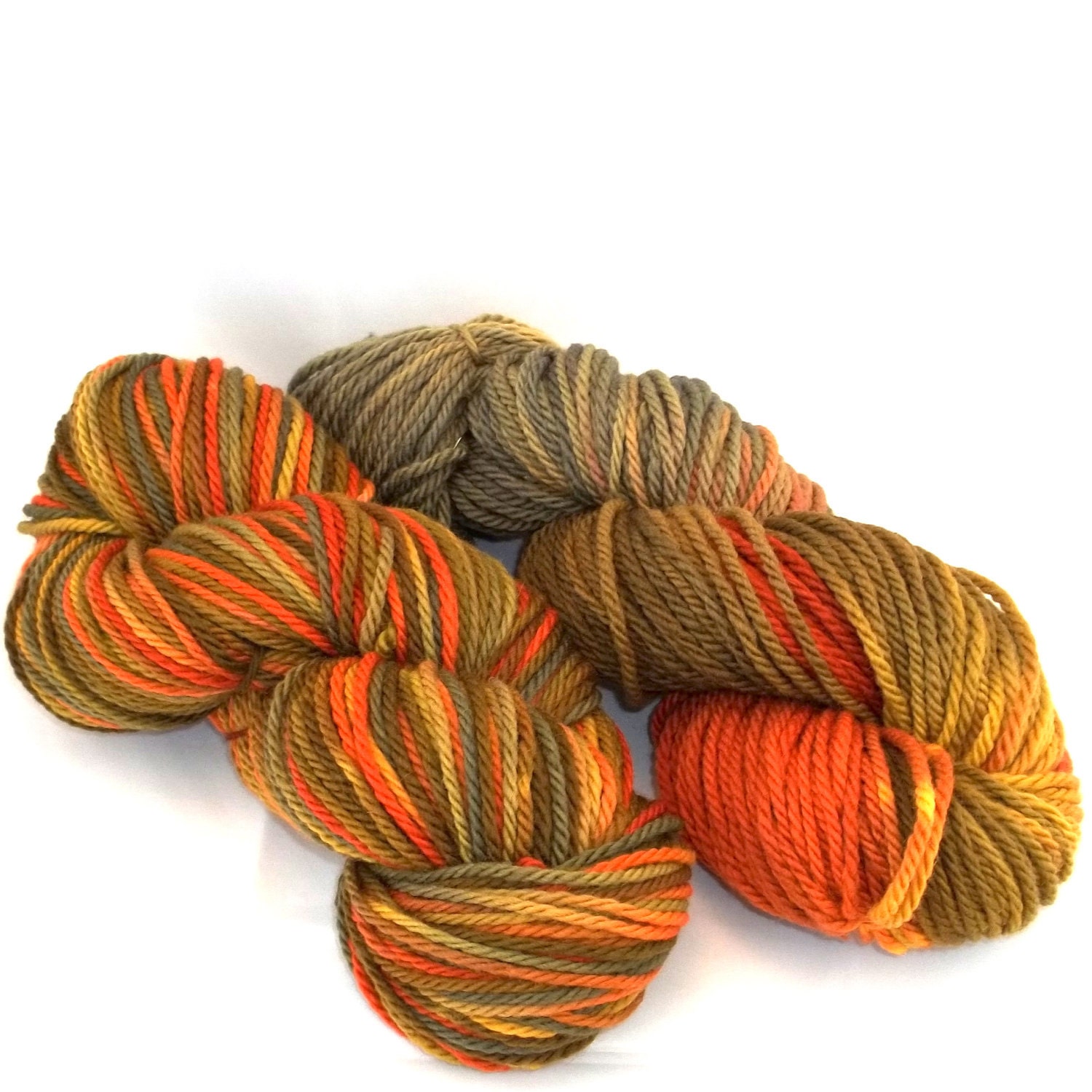 handpainted Merino yarn, 294 yards, bulky, Harvest Gold