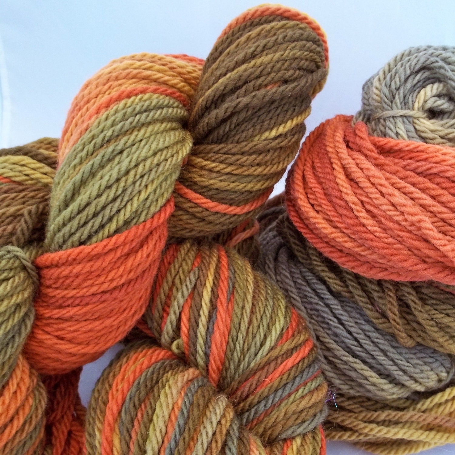 handpainted Merino yarn, 259 yards, bulky, Harvest Gold
