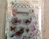 Ephemera Clear Stamps with Adhesive Gems by Prima-FREE SHIPPING