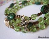 Irish Catholic Shamrock Rosary Bracelet with Celtic Cross