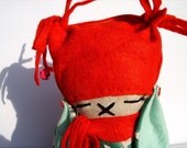 Bunny Rabbit Plush: Sleepy Winter Bunny In Red.