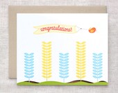 Congratulations Card - Bird, Papercut Hills, Hand Carved